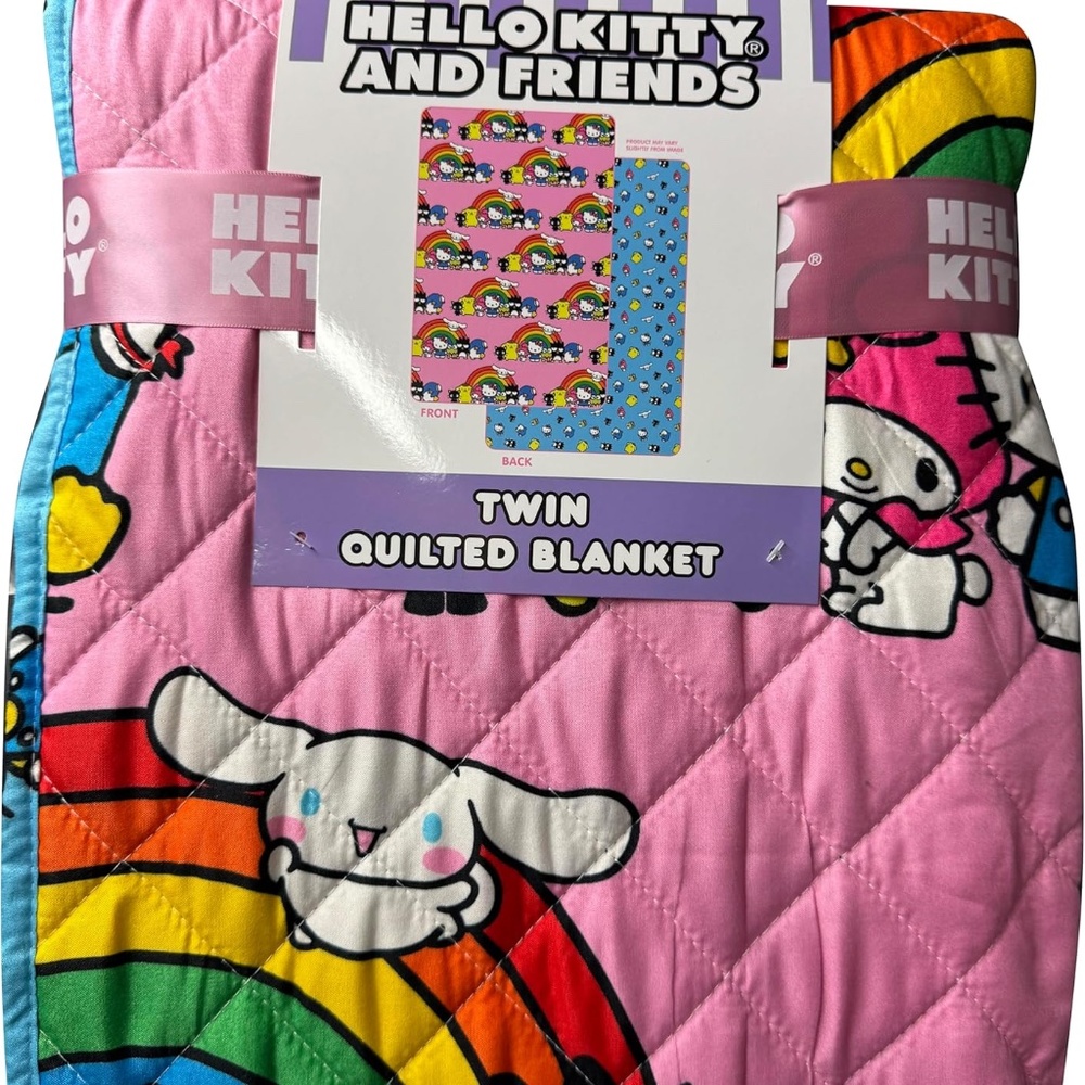 Hello Kitty Quilted Reversible Throw Blanket - HK & Friends, 60"x90" - Picture 3 of 4
